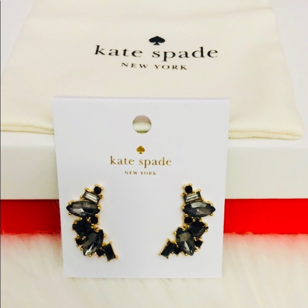 😍NWT Kate Spade Multi black stones earrings gold